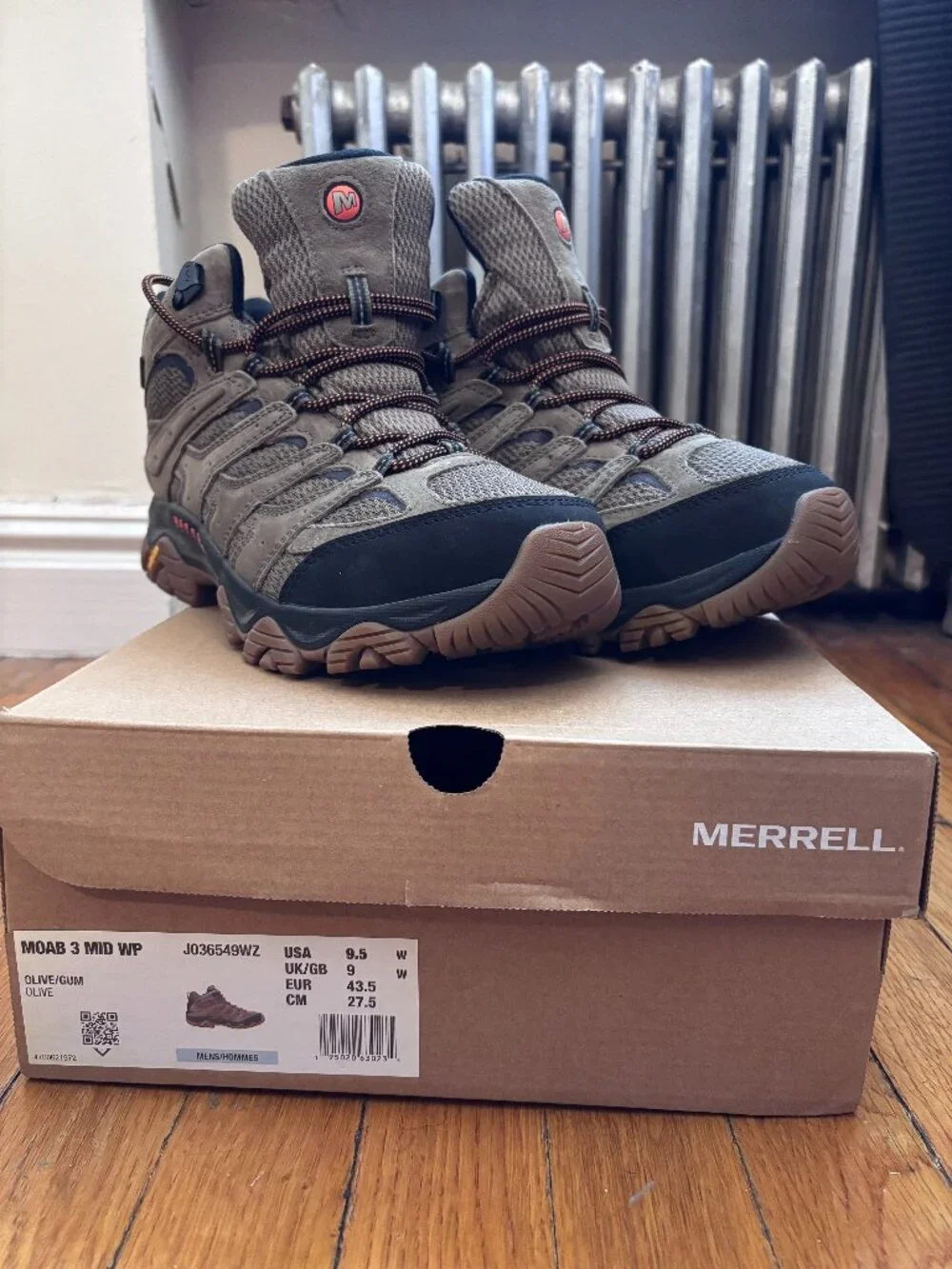 Merrell Moab 3 MID Waterproof Hiking Boots - Men's 9.5 W - Olive - EUC